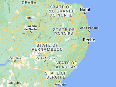 Map showing location of Sertânia (-8.07361, -37.26444)