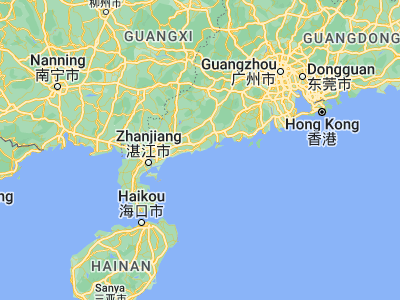 Map showing location of Shaba Zhen (21.53162, 111.47884)
