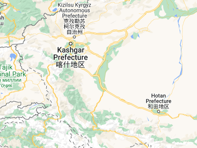 Map showing location of Shache (38.41667, 77.24056)