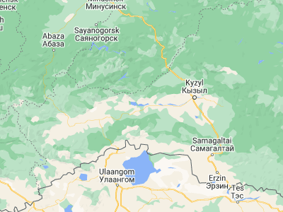 Map showing location of Shagonar (51.53333, 92.8)