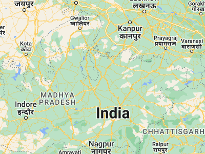 Map showing location of Shāhgarh (24.31487, 79.11969)