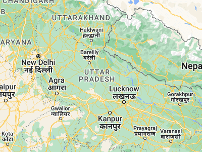 Map showing location of Shāhjahānpur (27.88142, 79.9109)