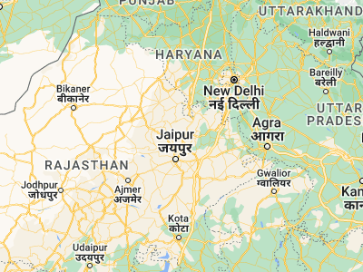Map showing location of Shāhpura (27.3912, 75.95956)