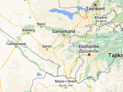 Map showing location of Shahrisabz (39.05778, 66.83417)