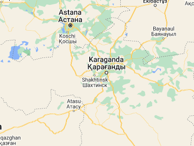 Map showing location of Shakhan (49.81958, 72.65407)