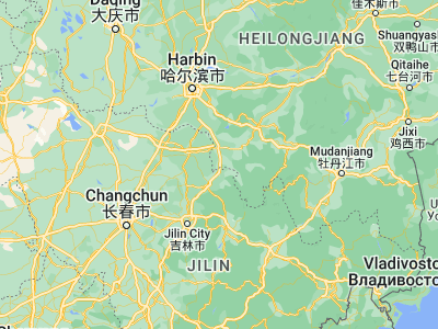 Map showing location of Shanhetun (44.7, 127.2)