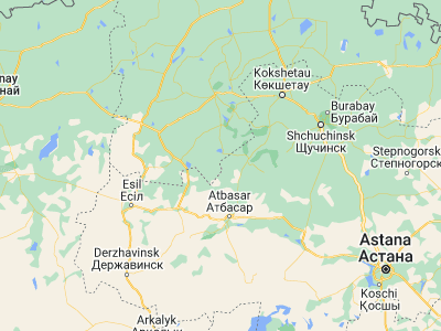 Map showing location of Shantobe (52.45606, 68.18166)