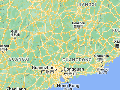 Map showing location of Shaoguan (24.8, 113.58333)