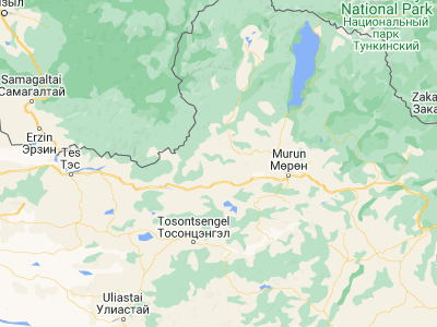 Map showing location of Sharga (49.8, 98.8)
