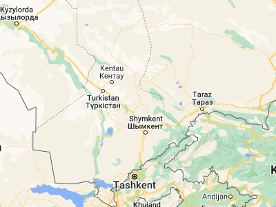 Map showing location of Shayan (43.02972, 69.37722)