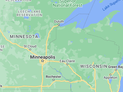 Map showing location of Shell Lake (45.73939, -91.92545)