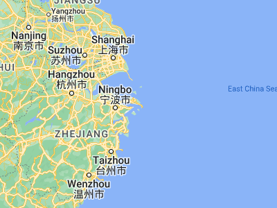 Map showing location of Shenjiamen (29.95762, 122.29802)