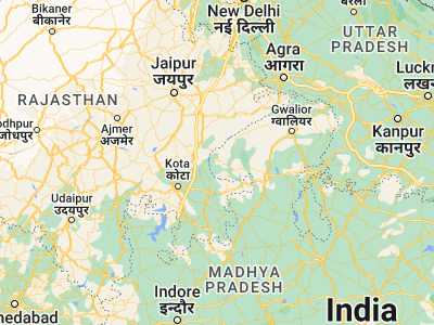Map showing location of Sheopur (25.66677, 76.69612)