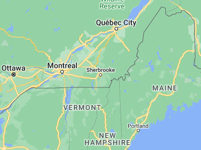 Map showing location of Sherbrooke (45.40008, -71.89908)