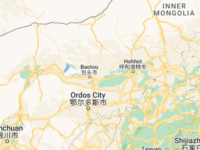 Map showing location of Shiguai (40.70583, 110.28556)