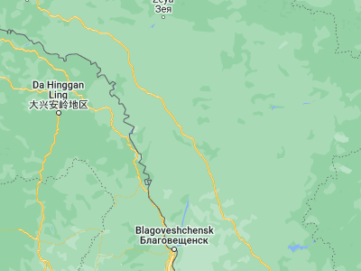 Map showing location of Shimanovsk (52.00575, 127.67756)