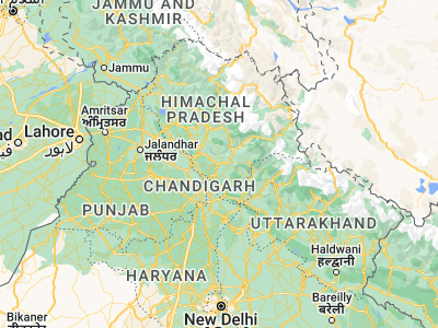 Map showing location of Shimla (31.10442, 77.16662)