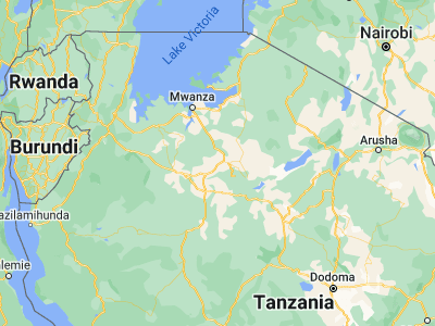 Map showing location of Shinyanga (-3.66393, 33.42118)