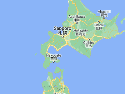 Map showing location of Shiraoi (42.55, 141.35)