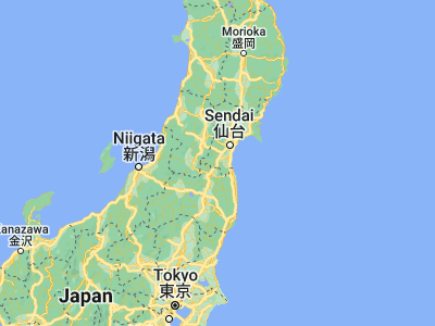 Map showing location of Shiroishi (38.00333, 140.61833)