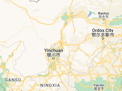 Map showing location of Shizuishan (39.23333, 106.76944)