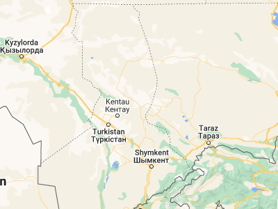 Map showing location of Sholaqqkorghan (43.765, 69.18139)