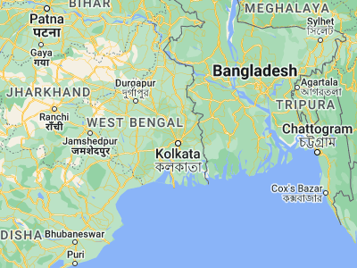 Map showing location of Shrīrāmpur (22.75278, 88.34222)