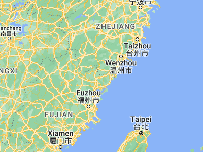 Map showing location of Shuangcheng (27.24, 119.89444)