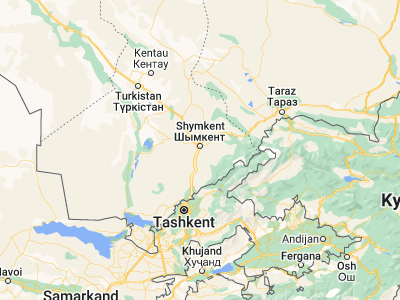 Map showing location of Shymkent (42.3, 69.6)