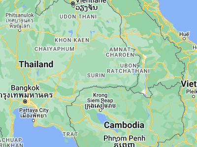 Map showing location of Si Khoraphum (14.94418, 103.79704)