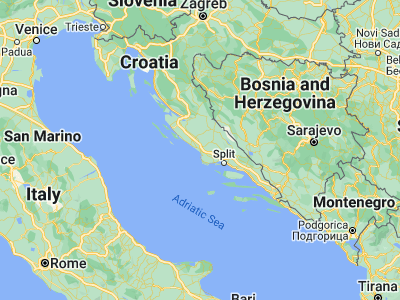 Map showing location of Šibenik (43.72722, 15.90583)