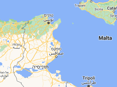 Map showing location of Sīdī Bin Nūr (35.53333, 10.91667)