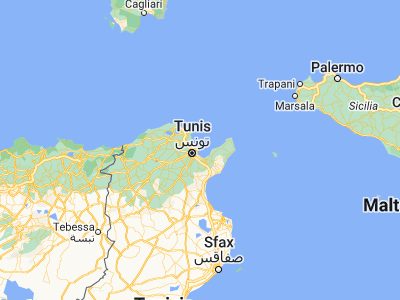 Map showing location of Sidi Bou Saïd (36.8687, 10.34174)