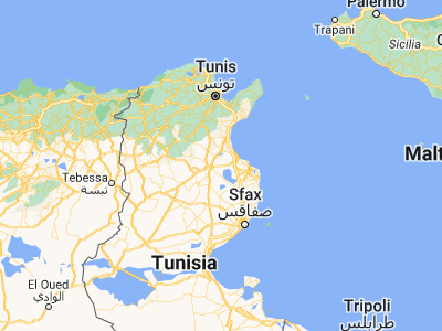 Map showing location of Sidi el Hani (35.67139, 10.31583)