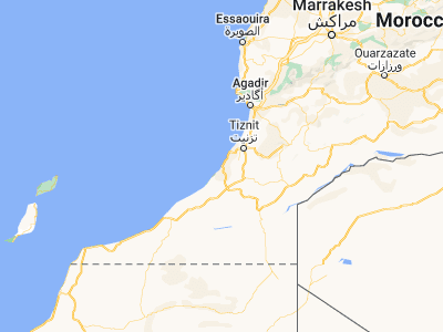 Map showing location of Sidi Ifni (29.37975, -10.17299)