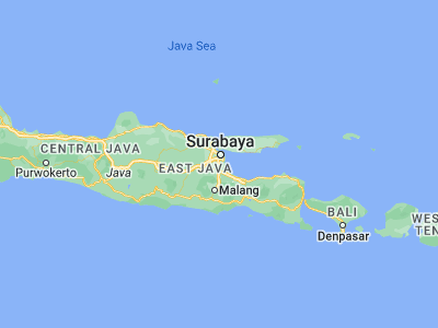 Map showing location of Sidoarjo (-7.4478, 112.7183)