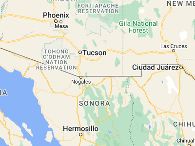 Map showing location of Sierra Vista Southeast (31.45385, -110.21637)