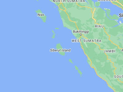 Map showing location of Sikabaluan (-1.11961, 98.99217)