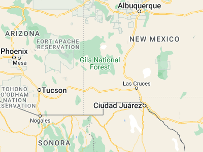 Map showing location of Silver City (32.77008, -108.28033)