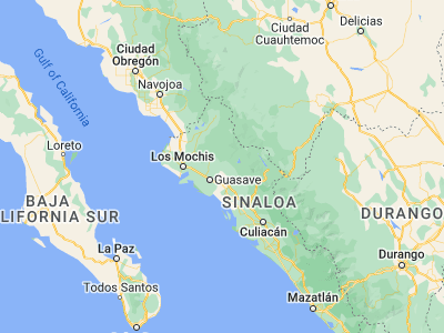 Map showing location of Sinaloa de Leyva (25.82315, -108.2224)