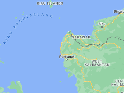 Map showing location of Singkawang (0.9, 109)
