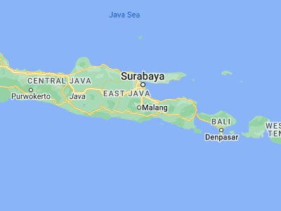 Map showing location of Singosari (-7.8924, 112.6658)