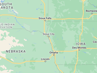 Map showing location of Sioux City (42.49999, -96.40031)