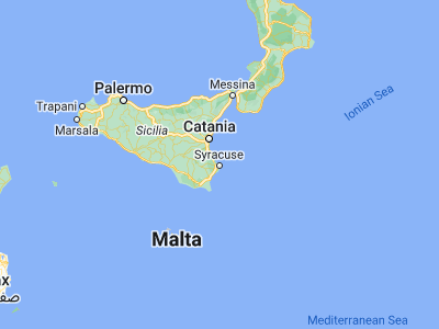 Map showing location of Siracusa (37.08515, 15.273)