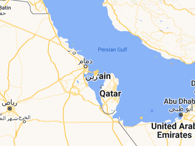 Map showing location of Sitrah (26.15472, 50.62056)