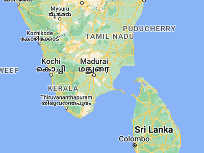 Map showing location of Sivaganga (9.84701, 78.48358)