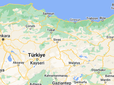 Map showing location of Sivas (39.74833, 37.01611)