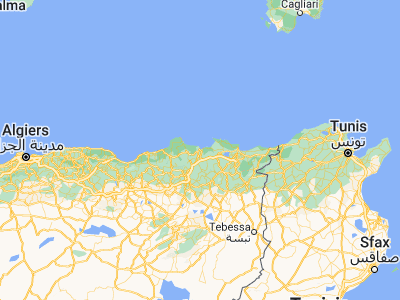 Map showing location of Skikda (36.87617, 6.90921)