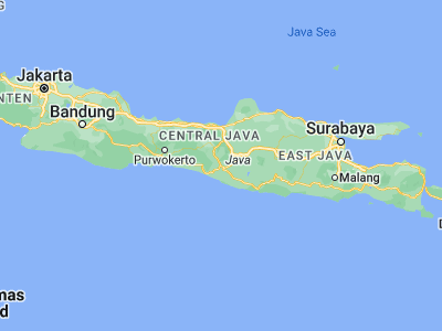 Map showing location of Sleman (-7.71556, 110.35556)