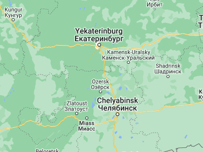 Map showing location of Snezhinsk (56.085, 60.73139)